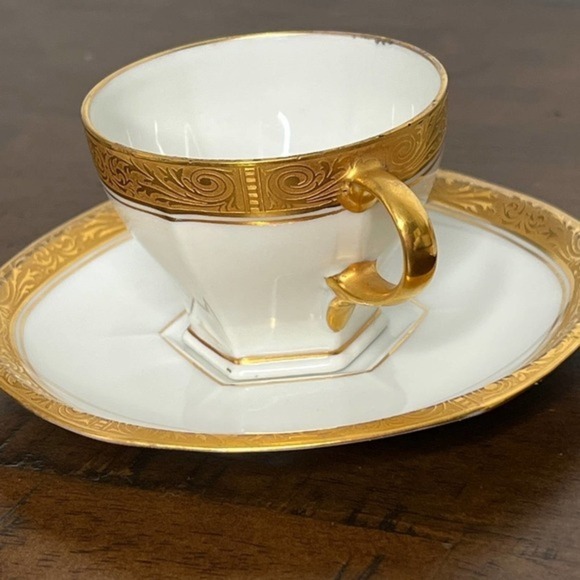 Ovington Bros Co Austria Cup Saucer Demitasse Intricate Gold Encrusted - Picture 6 of 16